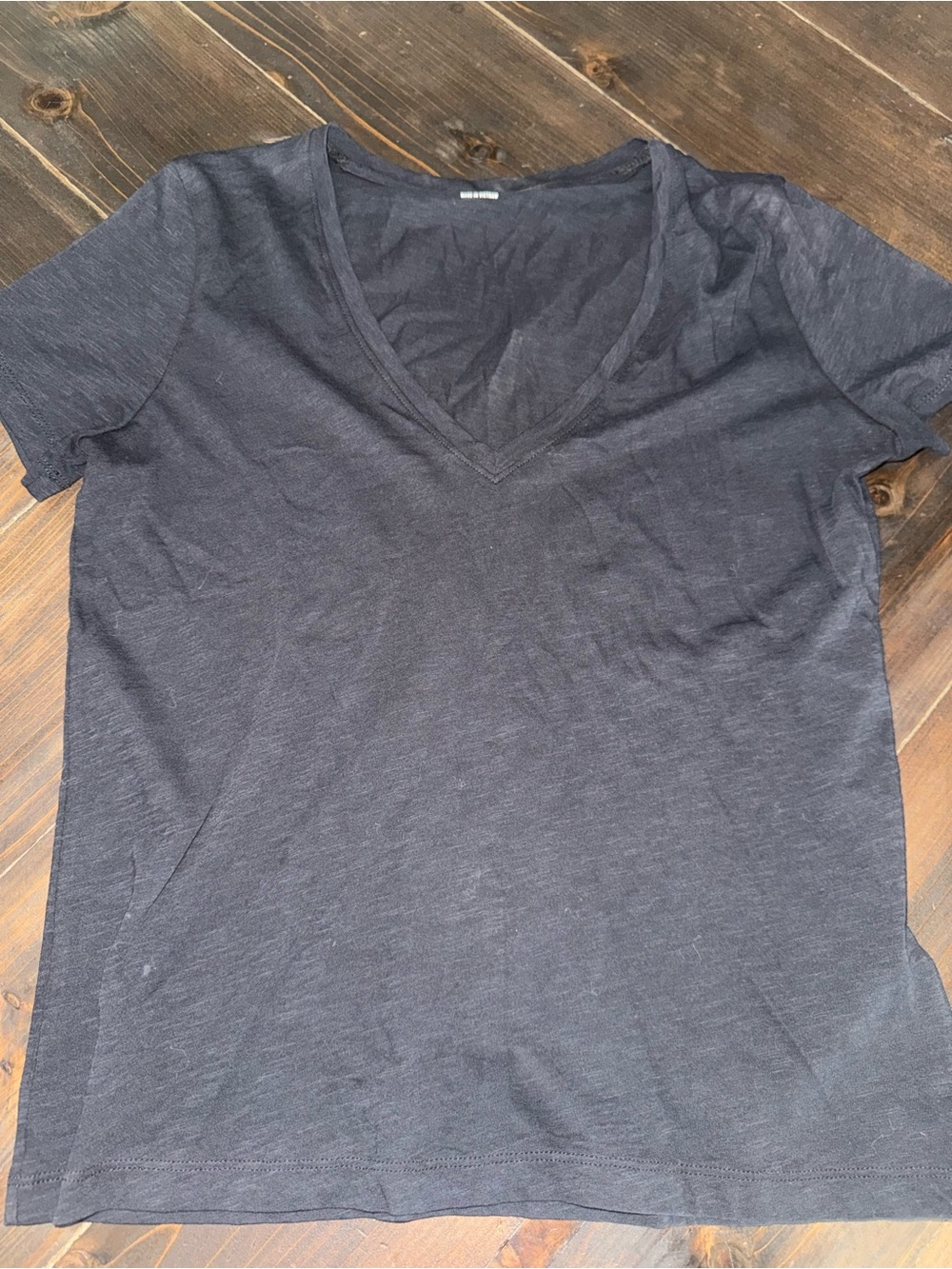 Madewell Black Cotton Vneck Shirt Size Small